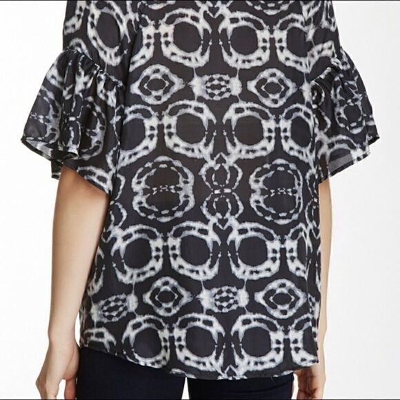 NWT Da-Nang Black & White Tie Dye Embroidered Silk Blouse - Picture 7 of 12